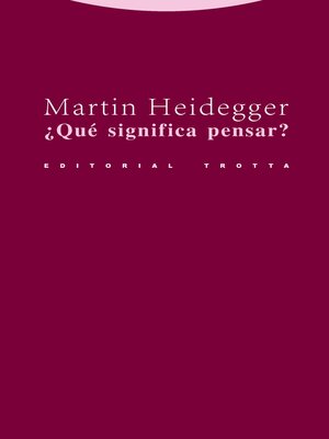 cover image of ¿Qué significa pensar?